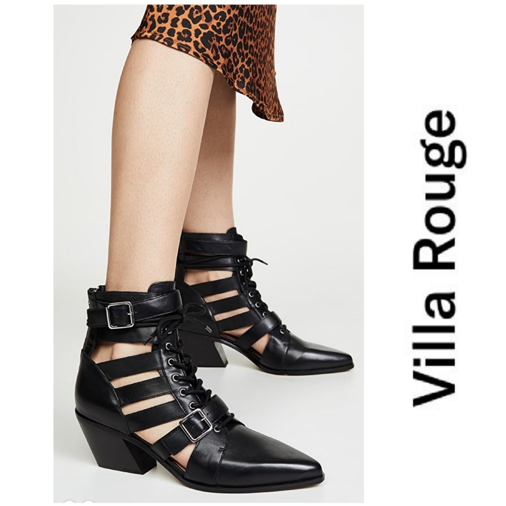 Edgy Chic Villa Rouge Black Leather Booties